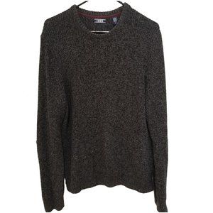 IZOD Cotton Knit Pullover Sweater black/grey M